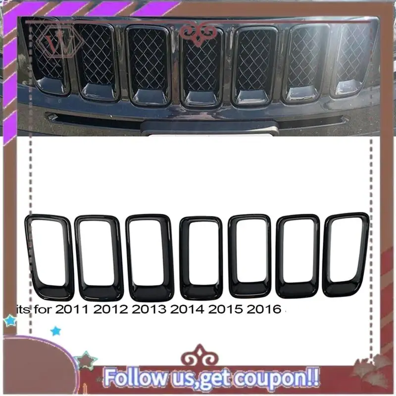 

A57E-Automobile 7 Pcs Front Grille Inserts 68109865AA For Jeep Compass 2011-2016 Jeep Parts