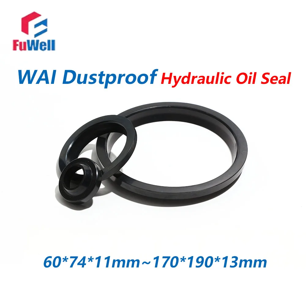Fuwell 1pcs Nitrile Rubber Oil Seal WAI Dustproof Hydraulic Cylinders Gland Seals for Industrial Equipment 60*74*11~170*190*13mm
