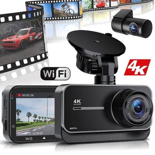 Cámara de salpicadero 4K para coches, cámara de salpicadero para coche, cámara WIFI para salpicadero delantero y trasero, caja negra, grabadora de modo de estacionamiento 24H