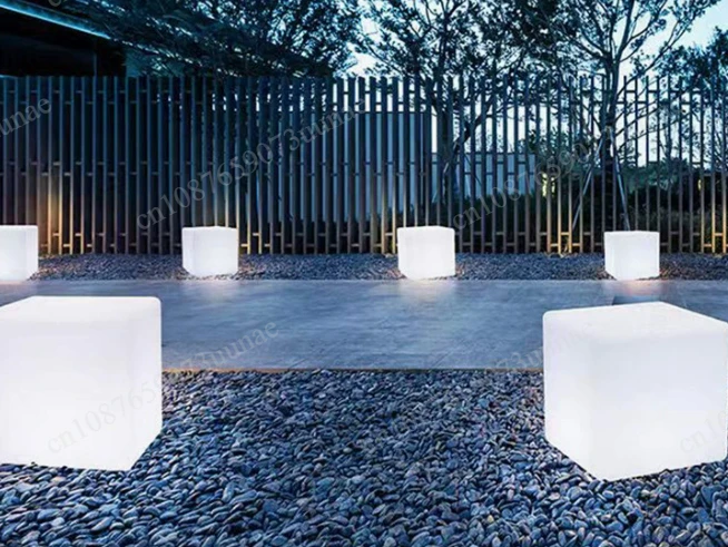 Outdoor Waterproof Solar Luminous Square Stool, Photovoltaic Luminous Furniture KTV