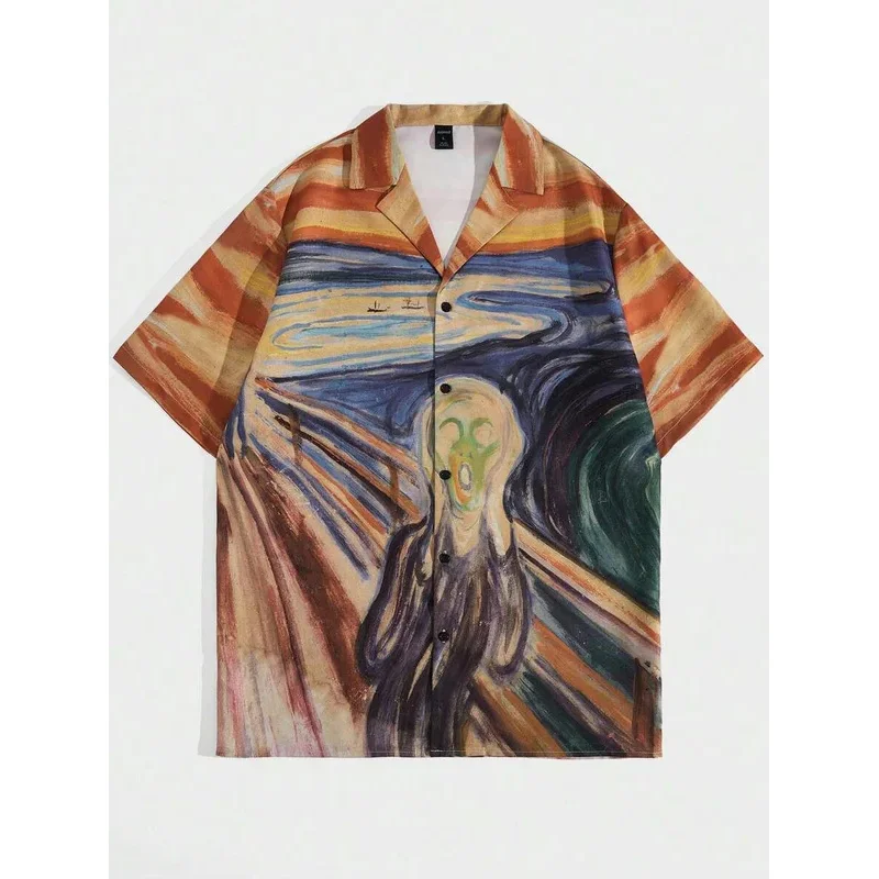 

2024 Summer Vintage Hawaiian Fashion Trendy Shirt Large 3D Printed Shirt Neutral Shirt Summer T-shirt Street Short Sleeve Shirt
