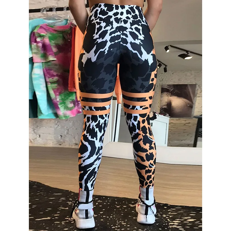 Krisnanas Leopard Print Sexy Yoga Pants for Woman 2025 Workout Butt Lifi Fitness Slim Fit High Waist Long Pencil Pants 85026