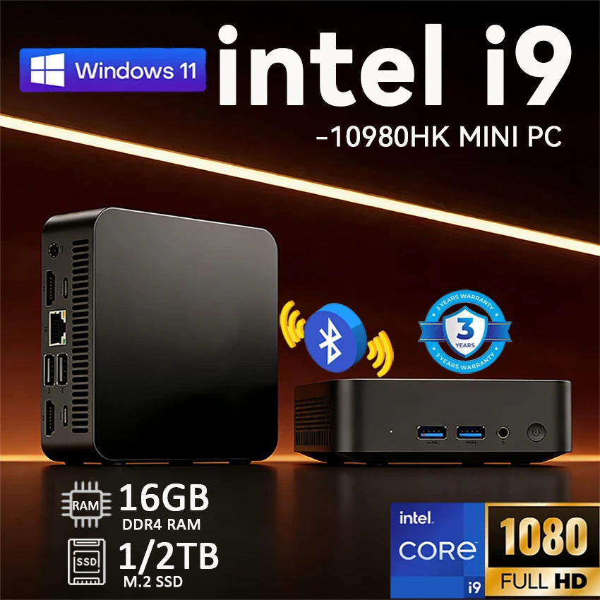 

【Гарантия 3 года】Новый портативный мини-ПК для геймеров 2026 года, Intel i9 8950HK, Windows 11, 16 ГБ ОЗУ, 1 ТБ SSD, мини-компьютер для игр