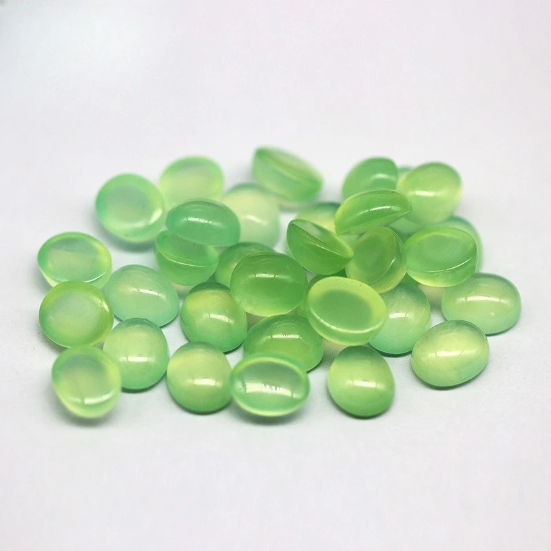 Natural Oval Untreated Prehnite Cabochon Loose Gemstone, Inlay Stone for Ring, Pendant & Necklace, DIY Jewelry Making Supplies