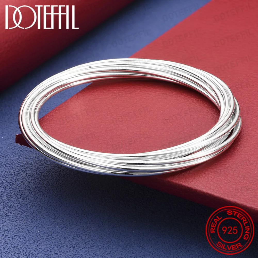 Armreifen aus 925er-Sterlingsilber mit zehn Linien und Kreisen für Damen und Herren, Hochzeit, Verlobung, Party, Schmuck