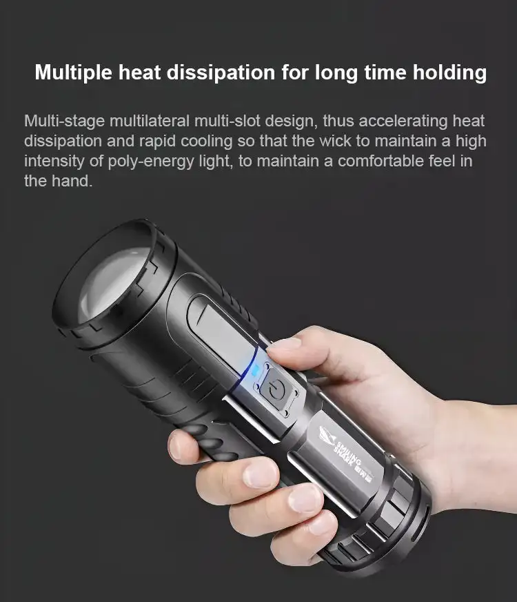 White Laser Telescopic Zoom Flashlight LED High Lumens Waterproof Adjustable Brightness Flash Light for Outdoor Emergency Camp