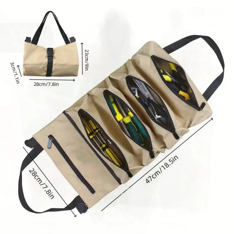 

ortable Oxford Cloth Storage Bag Toolkit Car Automotive Motorcycle Canvas Wrench Tool Organizer Bucket Hanging Zipper Campin
