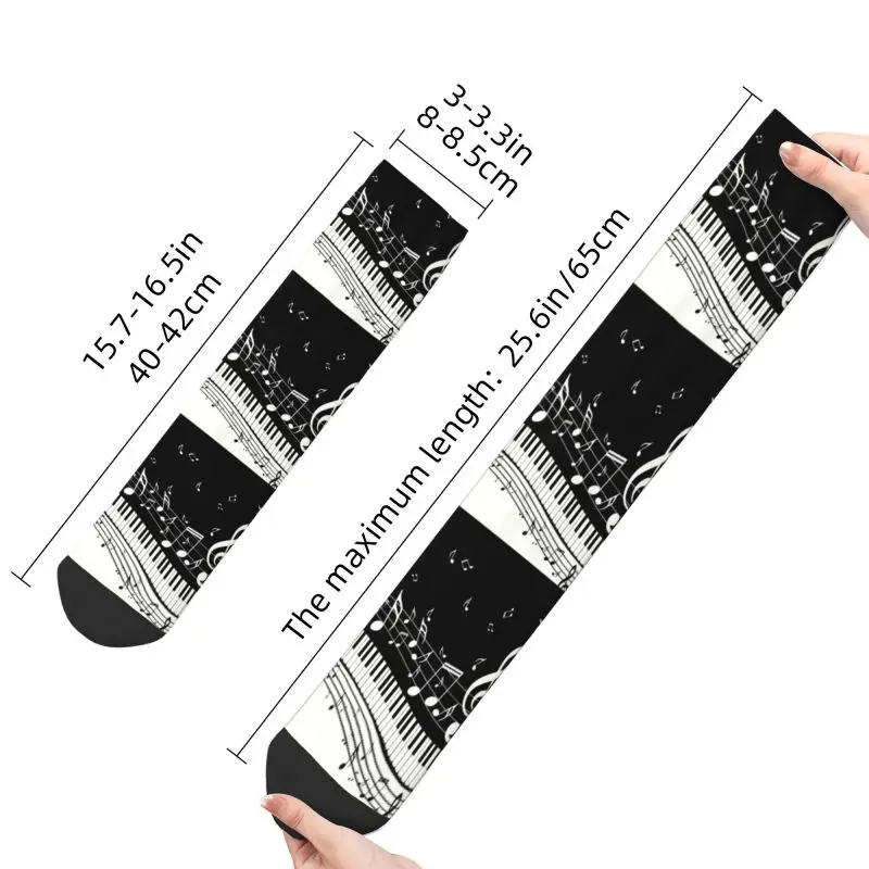 Fashion Piano And Music Notes Socks Women Men Warm 3D Print Musician Basketball Sports Socks