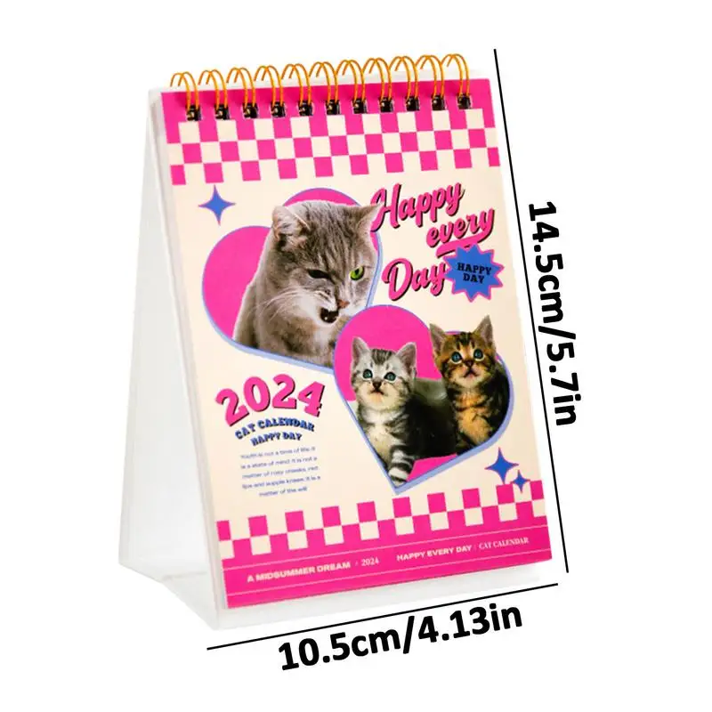 ปฏิทินแมวรายเดือนปฏิทินตั้งโต๊ะที่ไม่ซ้ำกันโต๊ะที่สร้างสรรค์ปฏิทินที่มีสติกเกอร์รูปแมวยืนขึ้นปฏิทิน12รายเดือน