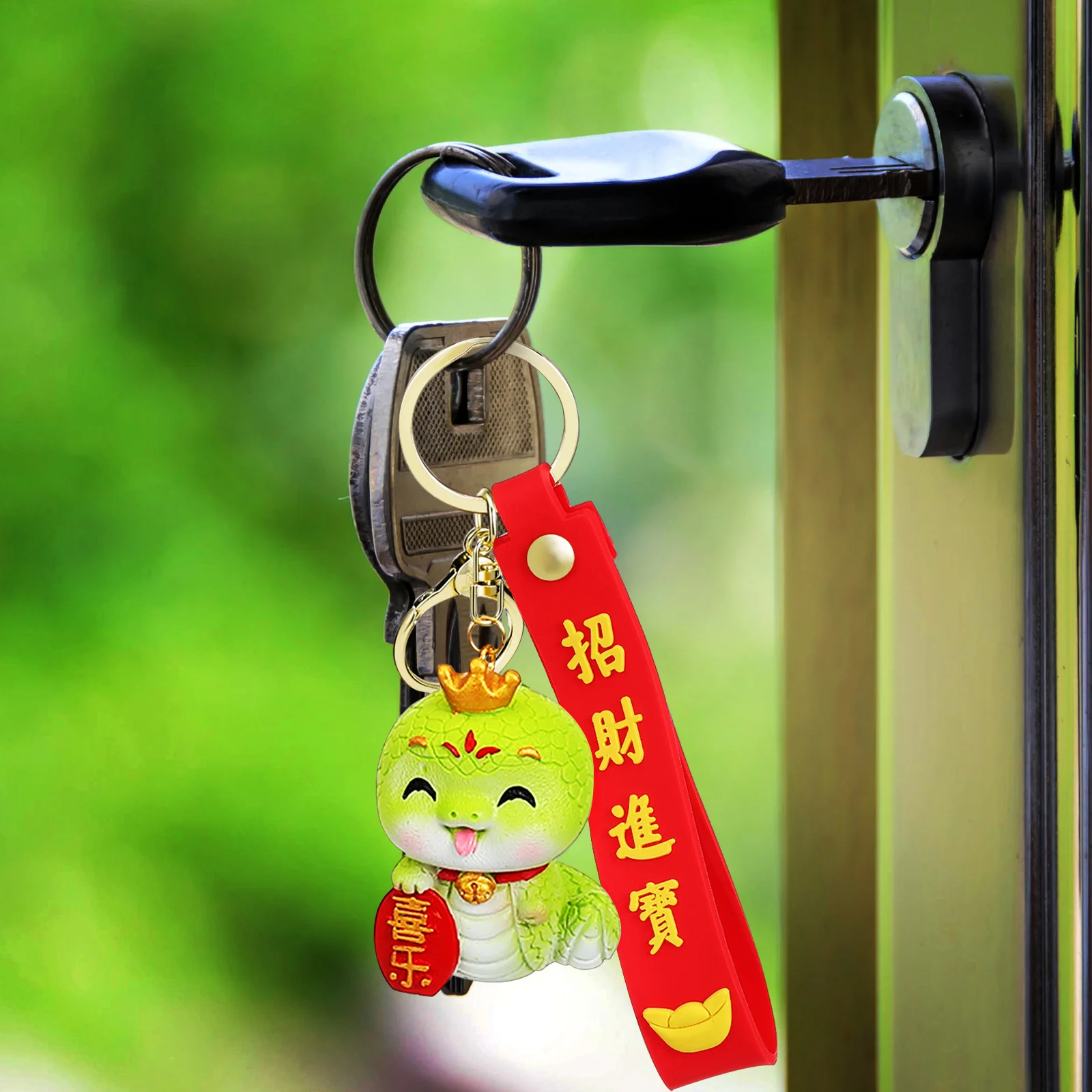 

2 Pcs Snake Keychain Zodiac Animal Charm Good Luck Decorations Chinese New Year Resin Style Car Key Ring Gifts