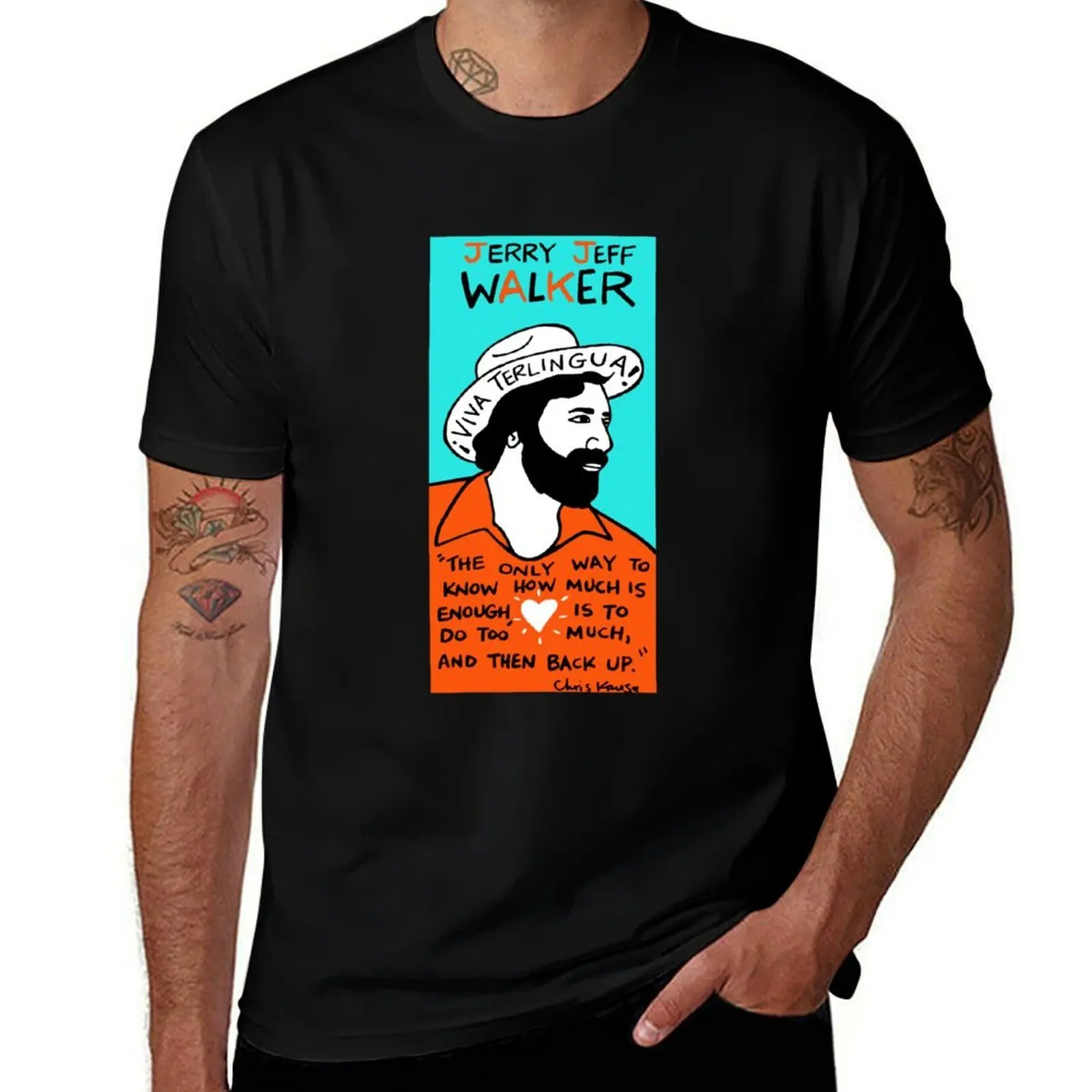 

Jerry Jeff Walker Pop Folk Art T-Shirt Holiday Casual Short Sleeve Top