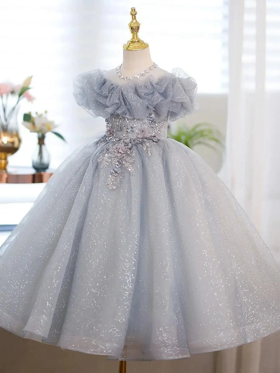 Vestidos de Fiesta de princesa de flores para niñas, ropa elegante para niños, navidad, cumpleaños, boda, vestido de niña