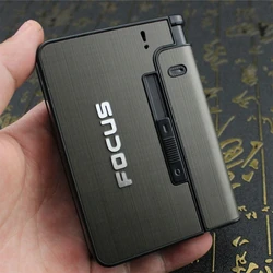 10-pack Cigarette Case Lighter Box Portable Metal Cigarette Case Creative Fuel Lighter Gadget for Men