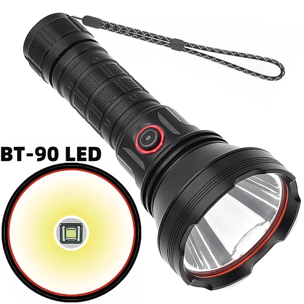 

LED white flashlight ultra bright long shot multi-functional battery charging fixed focus 21700 lithium pool night walk