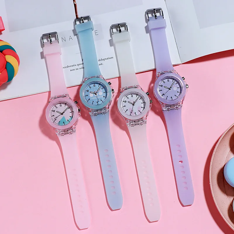 Relojes luminosos creativos para niños, LED colorido, Flash Digital, resistente al agua, reloj de cuarzo, relojes de pulsera deportivos para niños y niñas