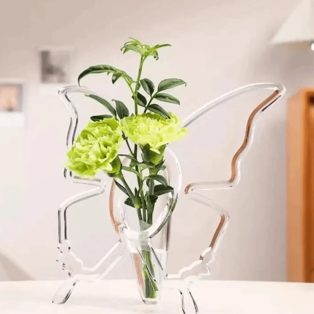Ins – Vase papillon en acrylique, minimaliste, tridimensionnel, porte-fleurs esthétique, accessoires d'arrangement floral