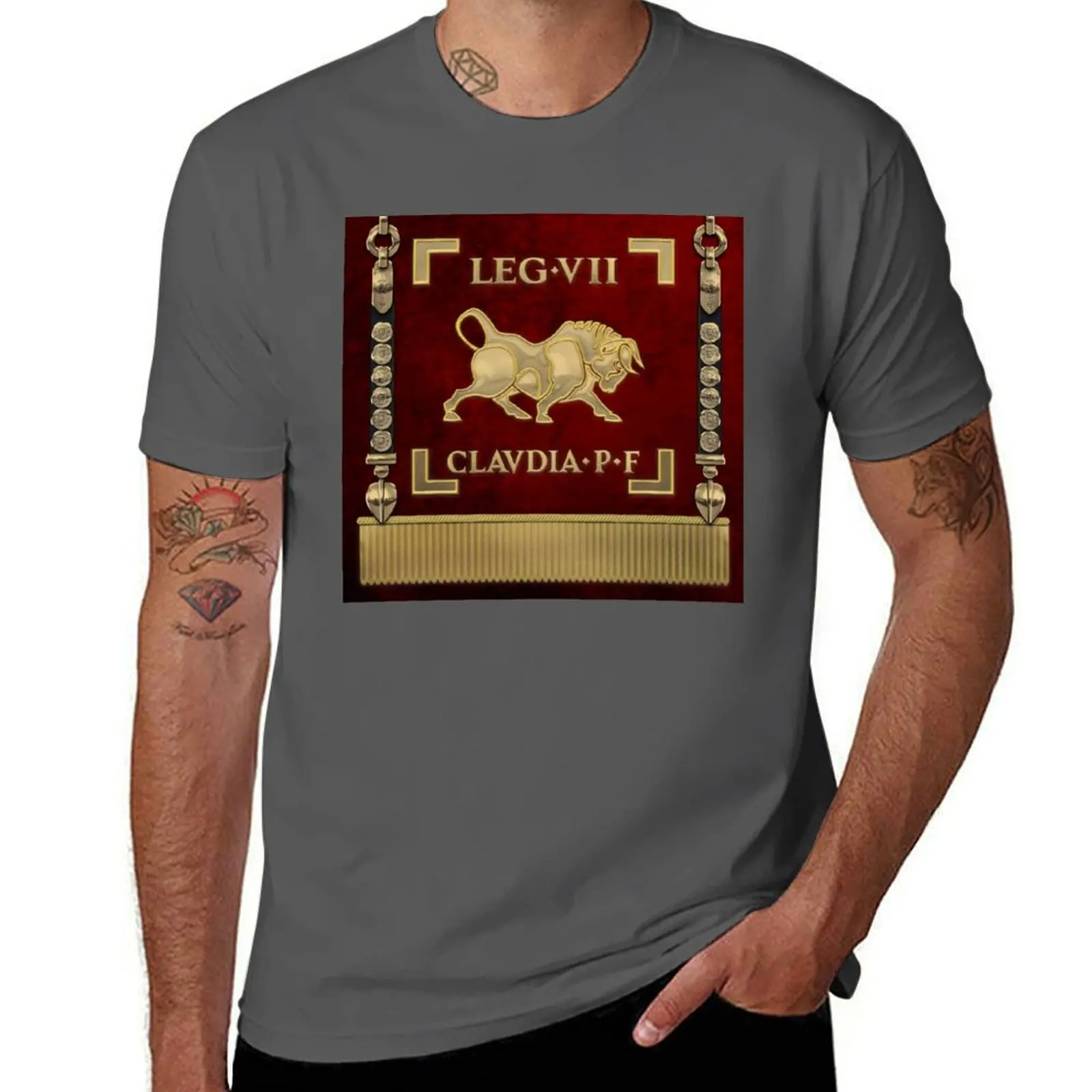 

Standard of the Claudius' Seventh Legion - Vexillum of Legio VII Claudia Pia Fidelis T-Shirt t shirts for man cotton T-Shirt