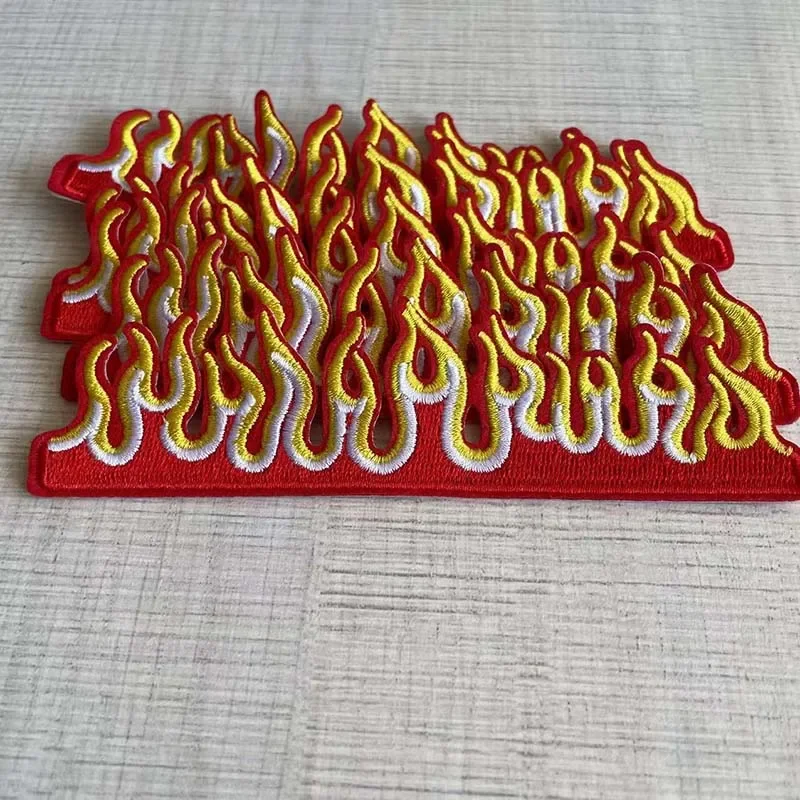 5PCS/2.5*3.5CM The Flame Applique Clothes Stickers,Fabric Bonfire Embroidery Iron On Patches Decoration for Clothing,shirt