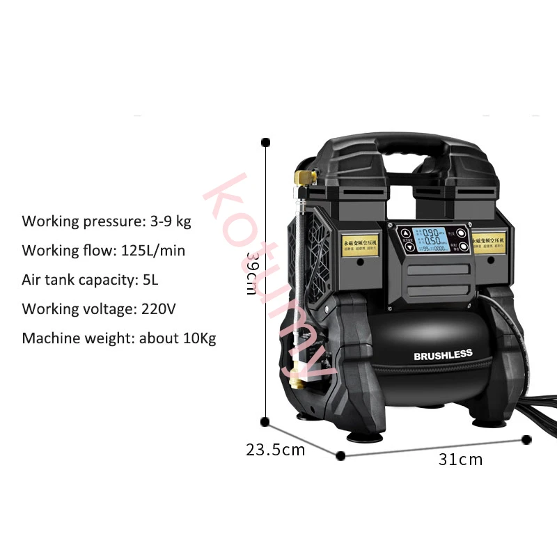 220 V Brushless Variable Frequency Air Compressor Oil-free Mute Air Pump High-pressure Air Compressor