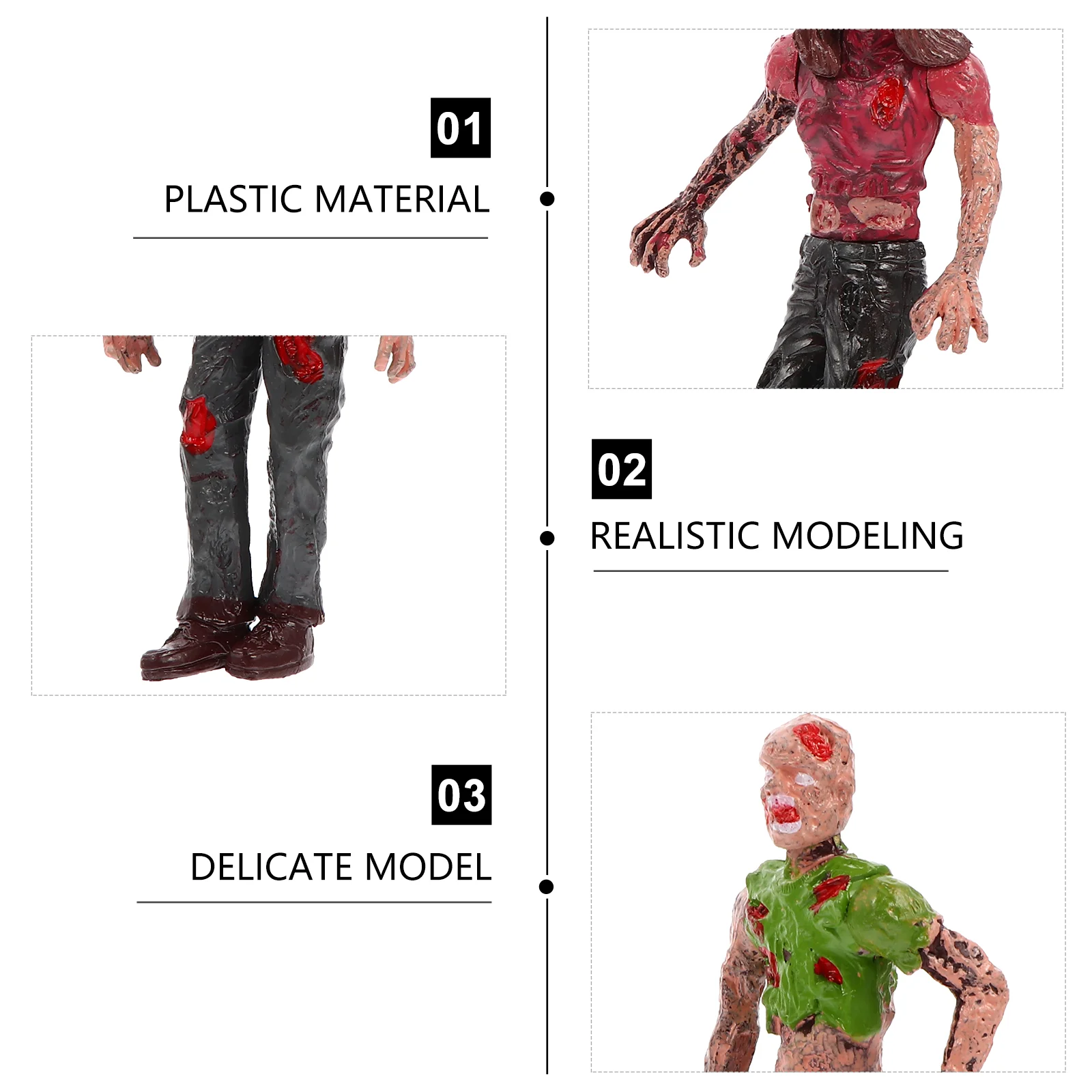 Jouet zombie en plastique pour garçon, modèles sanglants, jouets d'Halloween, farce délicate, accessoires horribles, 6 pièces