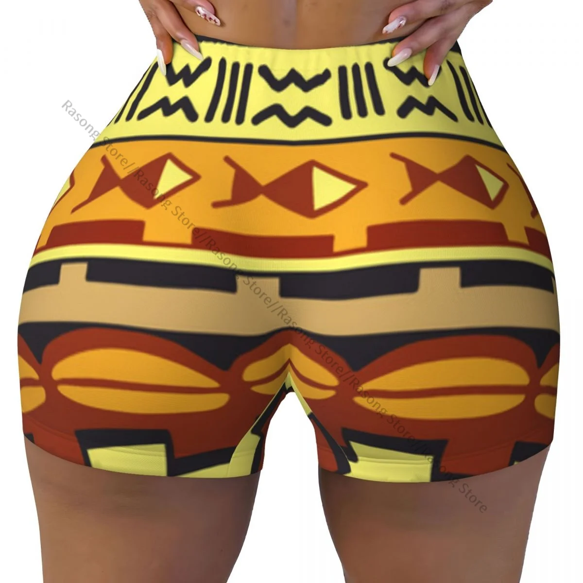 Women Yoga Shorts Ethnic African Vintage Pattern Workout Shorts Fitness quick-dry Ladies Yoga Gym Running Short Pants Sportswear