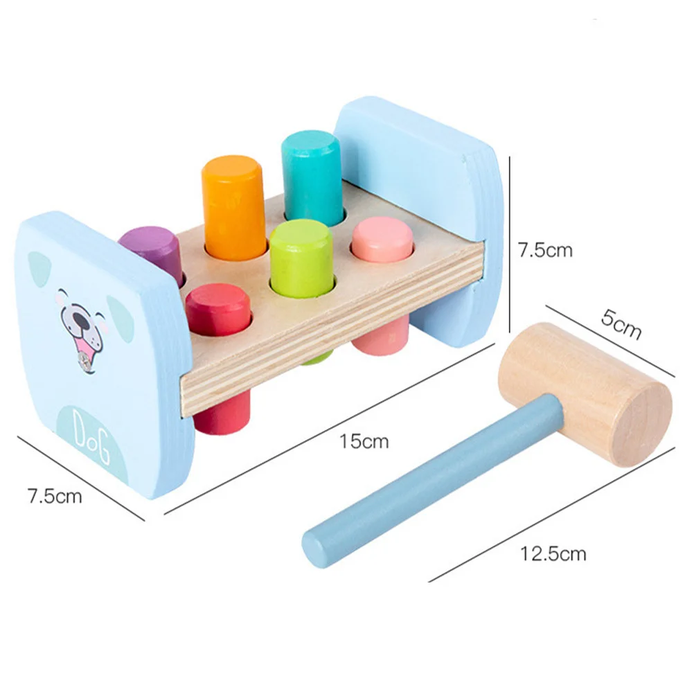 مجموعة واحدة من تصميم الرسوم المتحركة المطرقة الخشبية للتعليم المبكر للأطفال، لعبة تطوير التنسيق بين اليد والعين، لعبة تفاعلية #5