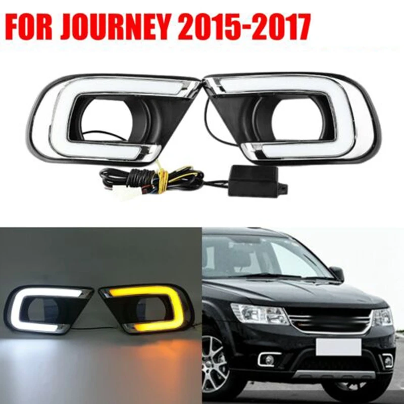 

For Dodge Journey 2015-2017 LED DRL Daytime Running Light Bumper Fog Lamp With Turn