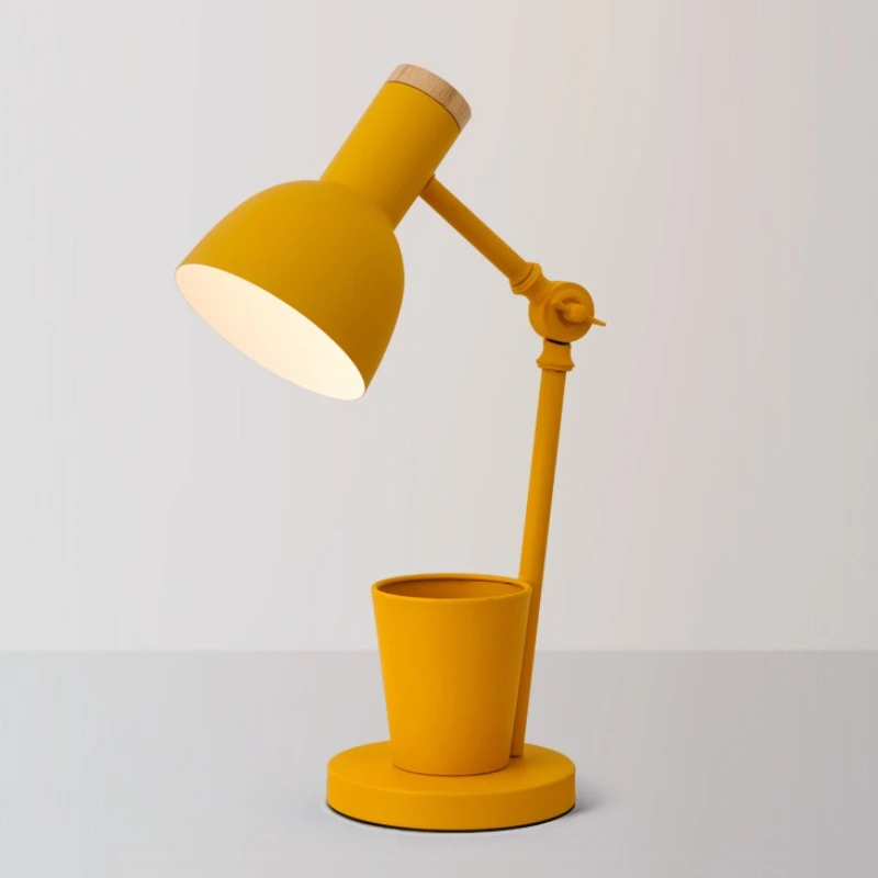 

Nordic Creative Pen Container Table Lamp Student Office Eye Protection Dormitory Desk Reading Light Bedroom Bedside Lights E27