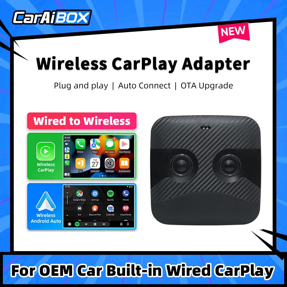 CarAIBOX Wireless CarPlay Adapter Wireless Android Auto Smart Box 2in1 For Original Car with Wired CarPlay or Android auto