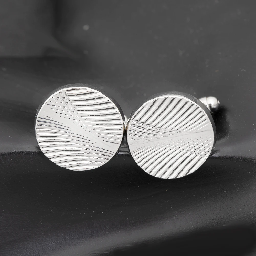 Funny Glossy Iceed Men Cufflinks Blank Helicoid Thread Button Silver Tone French Shirt Tuxedo Jewelry For Mens Boyes Father