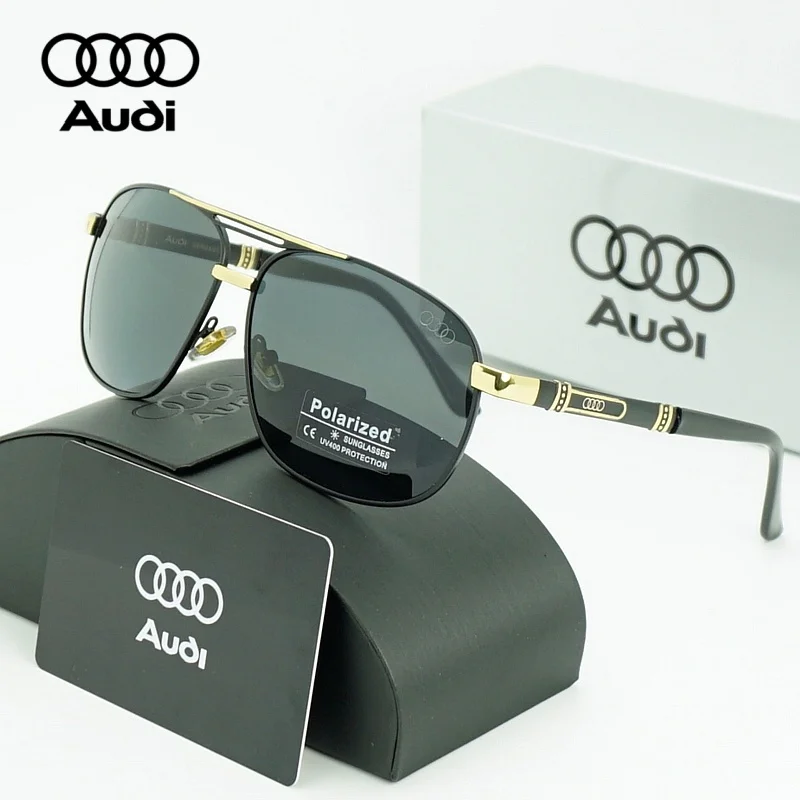 Óculos de Sol Polarizados AUDI com Caixa Original, Óculos de Sol de Luxo para Homens, Óculos de Piloto UV400 para Presente