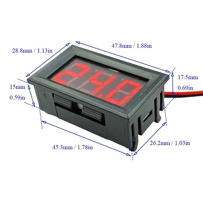 

DC 4.5-30V 6V12V24V 0.36/0.56-inch LED Digital Voltmeter Voltage Meter Volt Instrument Tool 2 Wires Red Green Blue Display