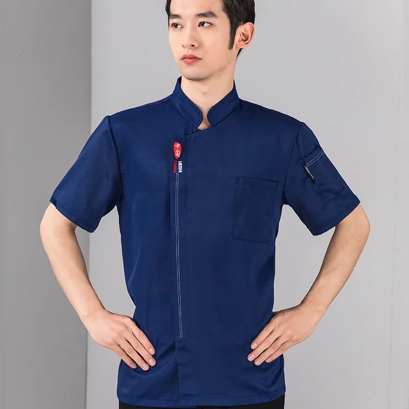 

Рабочая одежда для шеф-повара, мужская летняя одежда с короткими рукавами, одежда для работы в ресторане, отеле, пекарне, кухне, дышащая