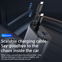 4 in 1 120W Car Charger Retractable Car Cigarette Lighter Adapter USB Type C Fast Charger Cable For IPhone Xiaomi Huawei Samsung