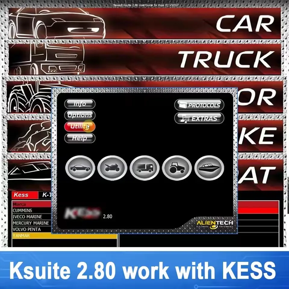 أحدث برنامج إصلاح السيارات Ksuite 2.80 الساخن Ksuite 2.80 ECU برمجة برنامج السيارة متعدد المركبات دعم KESS V2 V5.017 RSA Fix