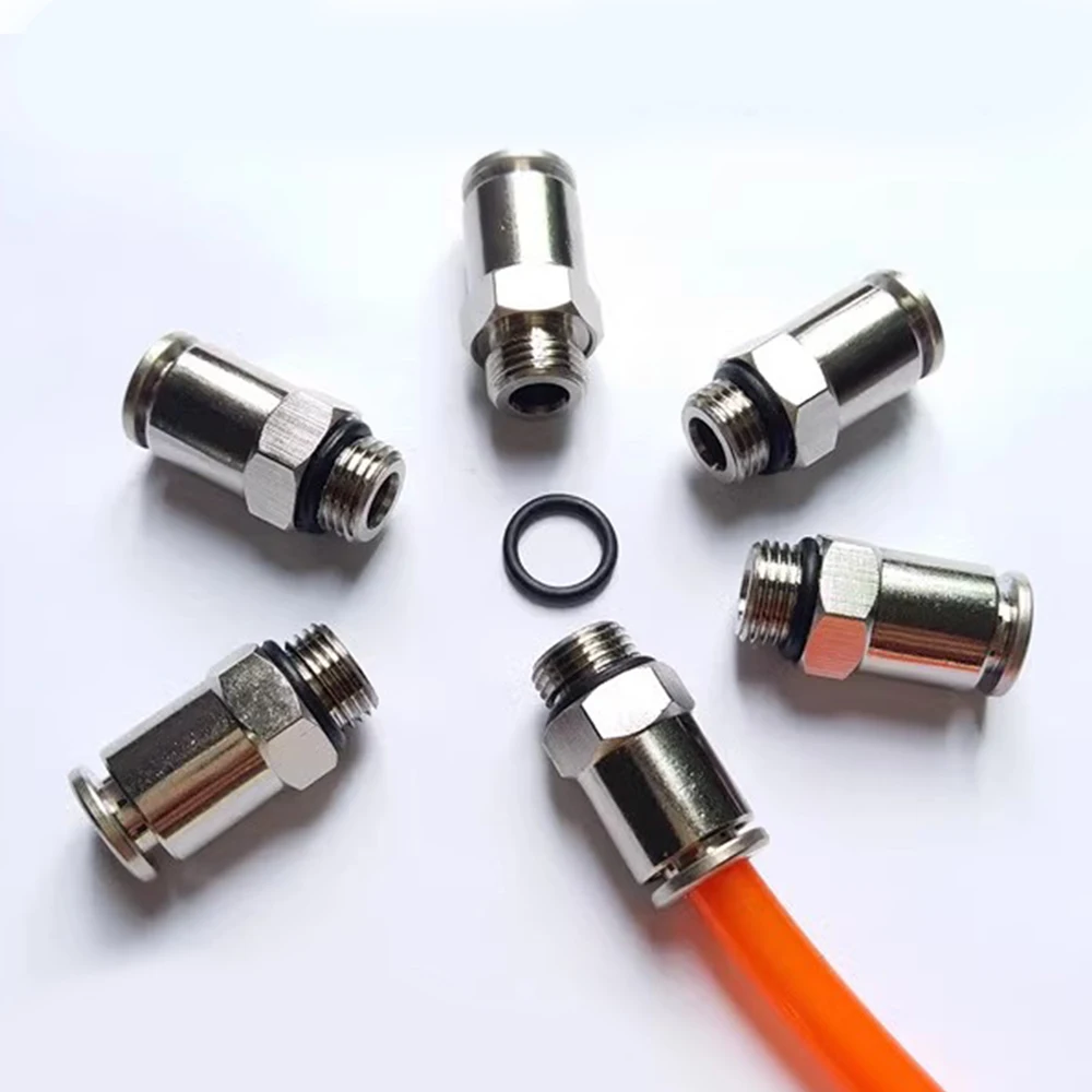 Pneumatic Quick Connector PC-G Thread All Copper Nickel Plated G1/8 G1/4 G3/8 G1/2 for PU Gas Pipe 6-12mm with Sealing Ring 8-G0