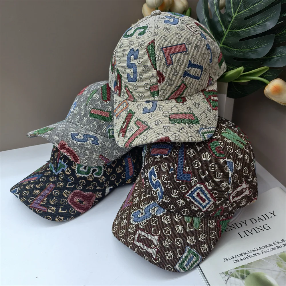 Retro Hardtop Baseball Hats Irregular Letters Unisex Outdoor Sunshade Casual Fashion Peaked Caps for Men And Women