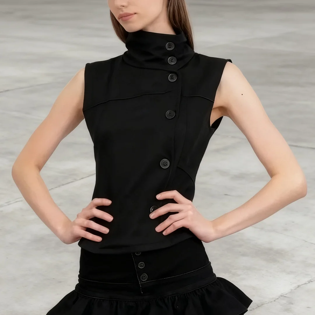 

Women's Y2K Sleeveless Button Shirt Summer Slim Fit American Streetwear Casual Top All Match Fashion Tees Lightweight Breathable