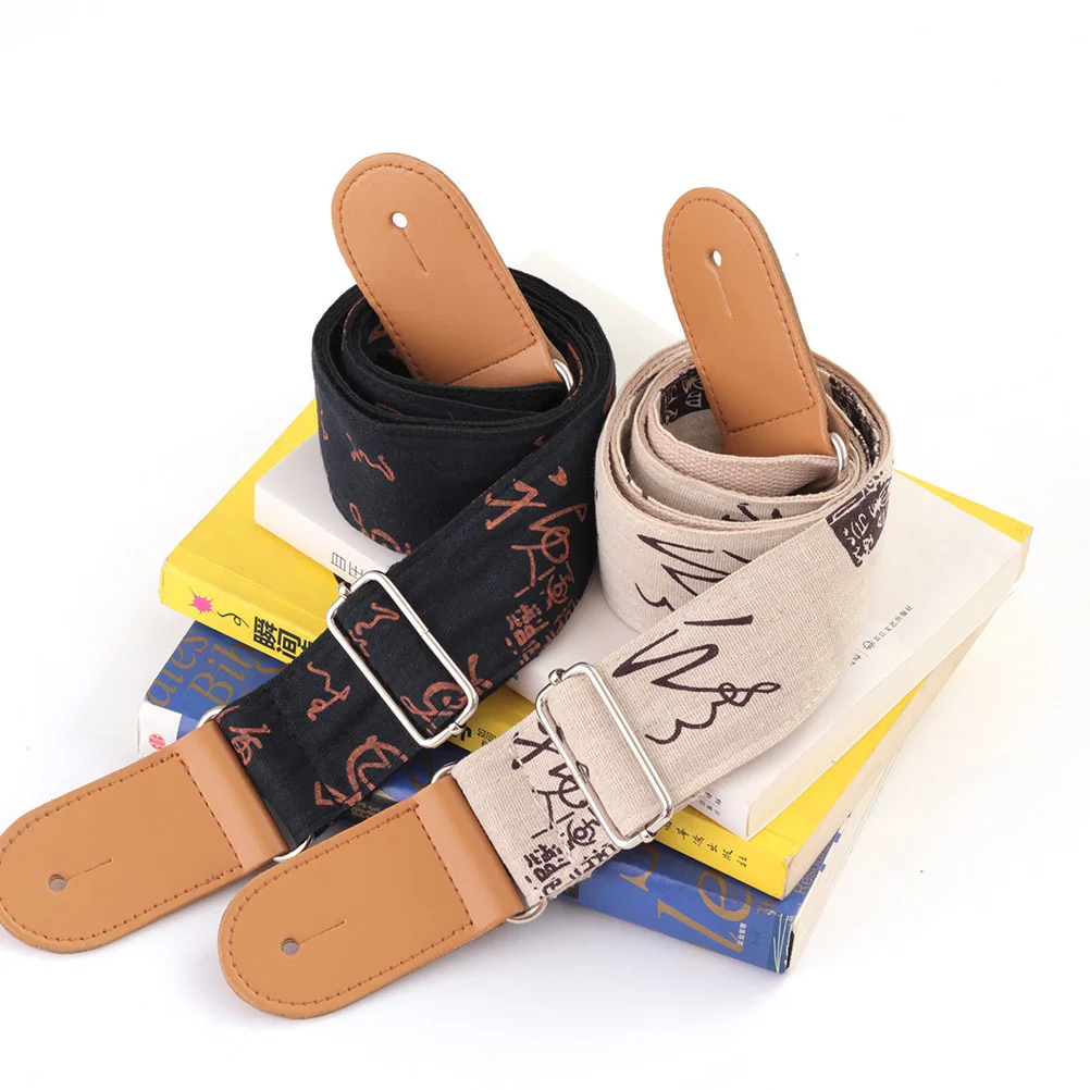 Sangle de guitare en coton et lin, tête Double couche réglable de Style chinois, Durable pour accessoires de guitare électrique basse