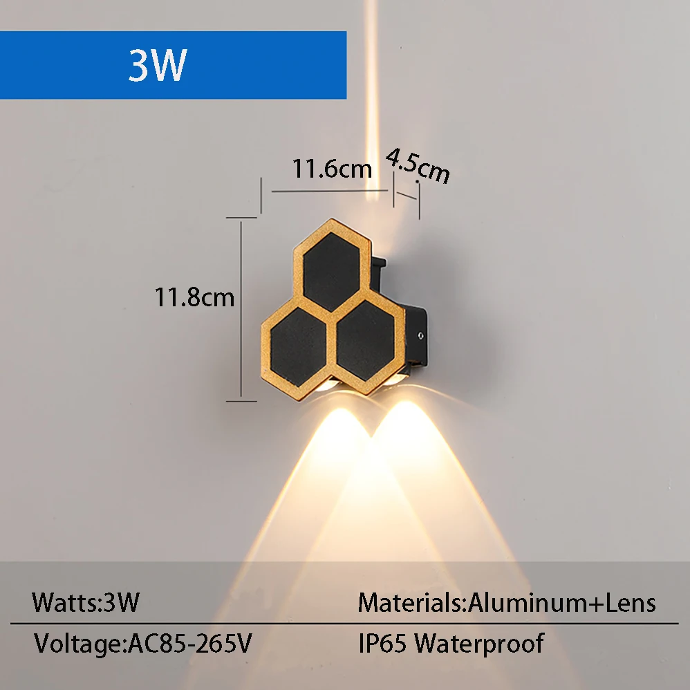 Lâmpada de parede LED de alumínio para varanda e jardim, luzes impermeáveis, estilo moderno e minimalista, interior e exterior, IP65, AC85-265V, 2W, 3W, 5 W, 6W, 7W, 8W