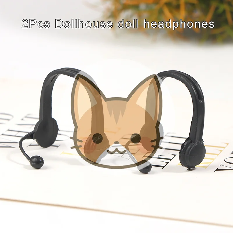 2Pcs 1:12 Dollhouse Miniature Earphone Headset Headphone Model Home Living Scene Decor Toy Doll House Accessories
