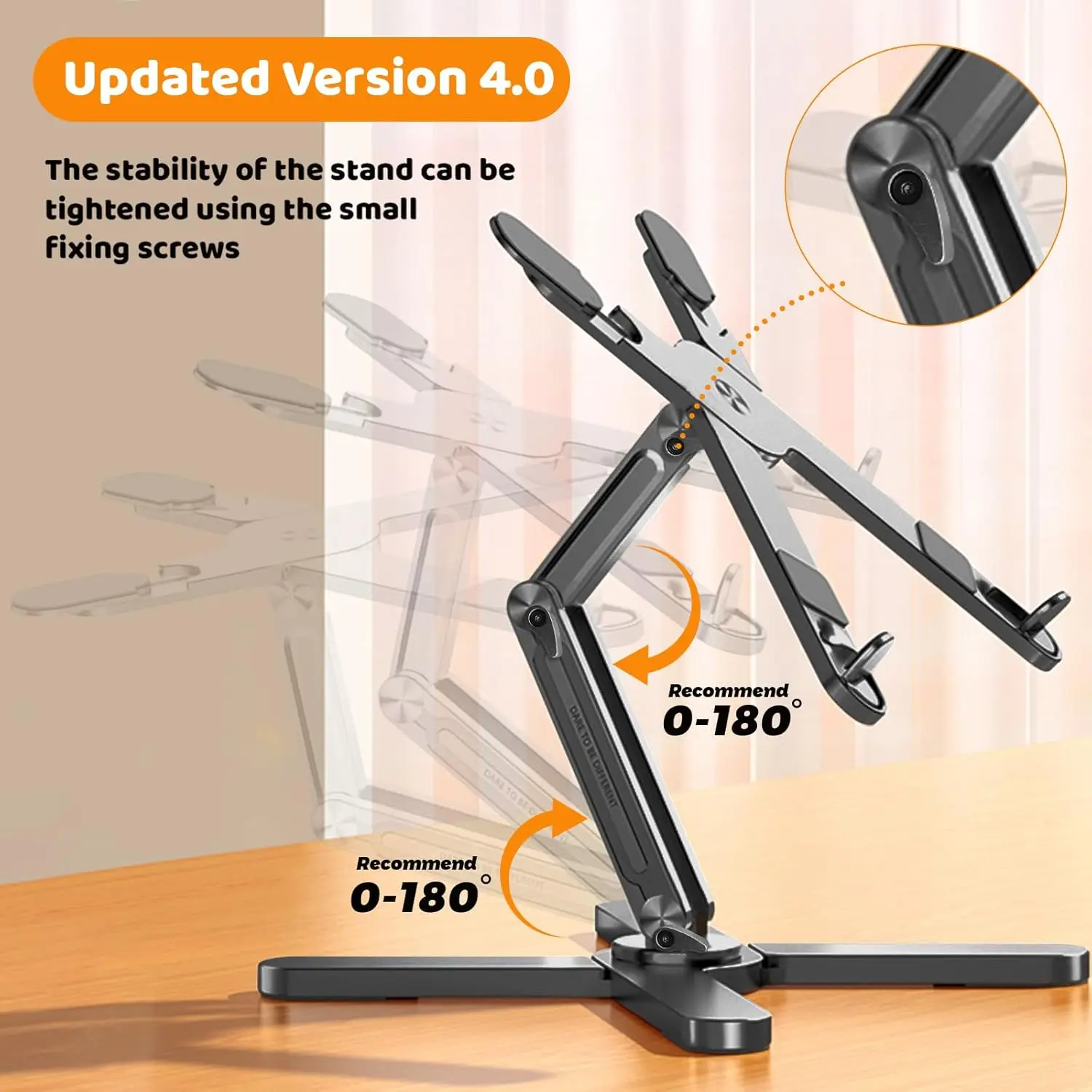 Laptop Stand 360° Rotating Metal Riser, Foldable for Desk, Fits Laptops up to 16' Grey