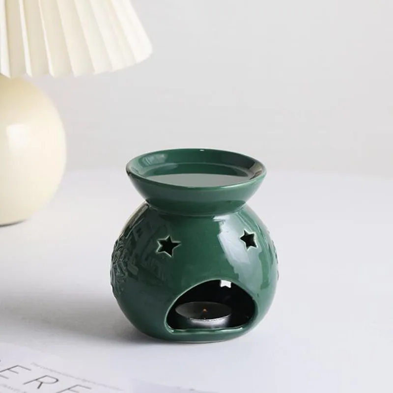 Creative Porcelain Green Color Aroma Burner Essential Oil Furnance Candle Lamp Fragrance Item Home Decor