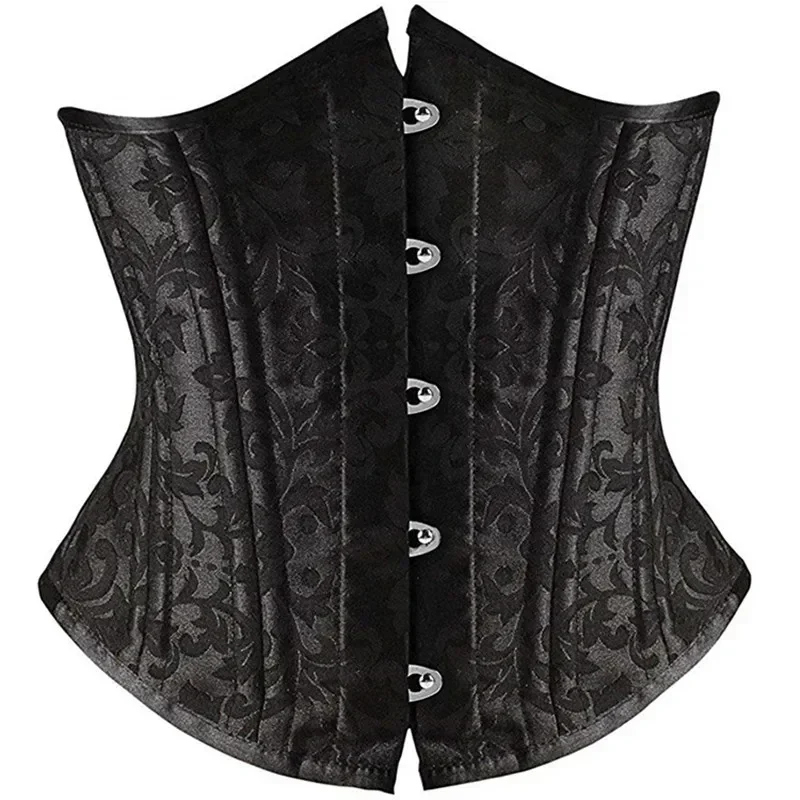 Vintage Underbust Corset Top Women Gothic Jacquard Plastic Bones Basques Body Shaper Sliming Waist Trainer Bustier