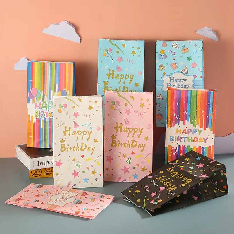 

50pcs/Birthday Party Essentials! Printed Kraft Gift Bags, Candy Cookie Boxes, Children's Decorations, Gift Items All in One!