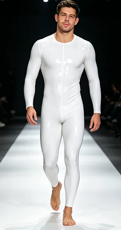 Fetishism 100%Latex Rubber Suit Uniform Catsuit White Cosplay Manual customization