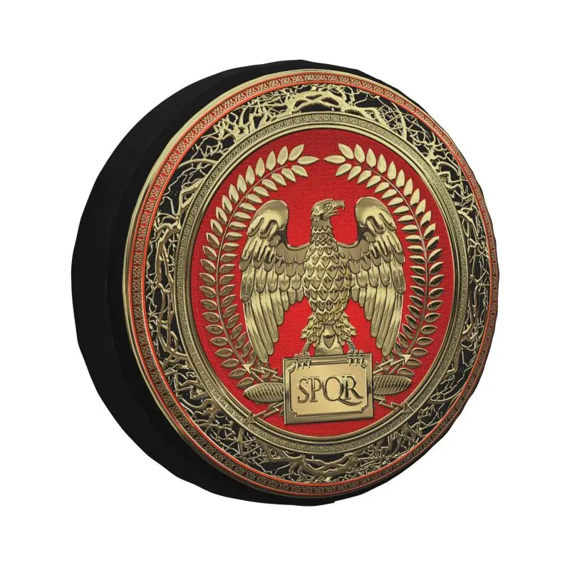 Custom Rome SPQR Gold Roman Imperial Eagle Spare Wheel Tire Cover for Prado Wrangler Jeep RV SUV Camper Vehicle Accessories