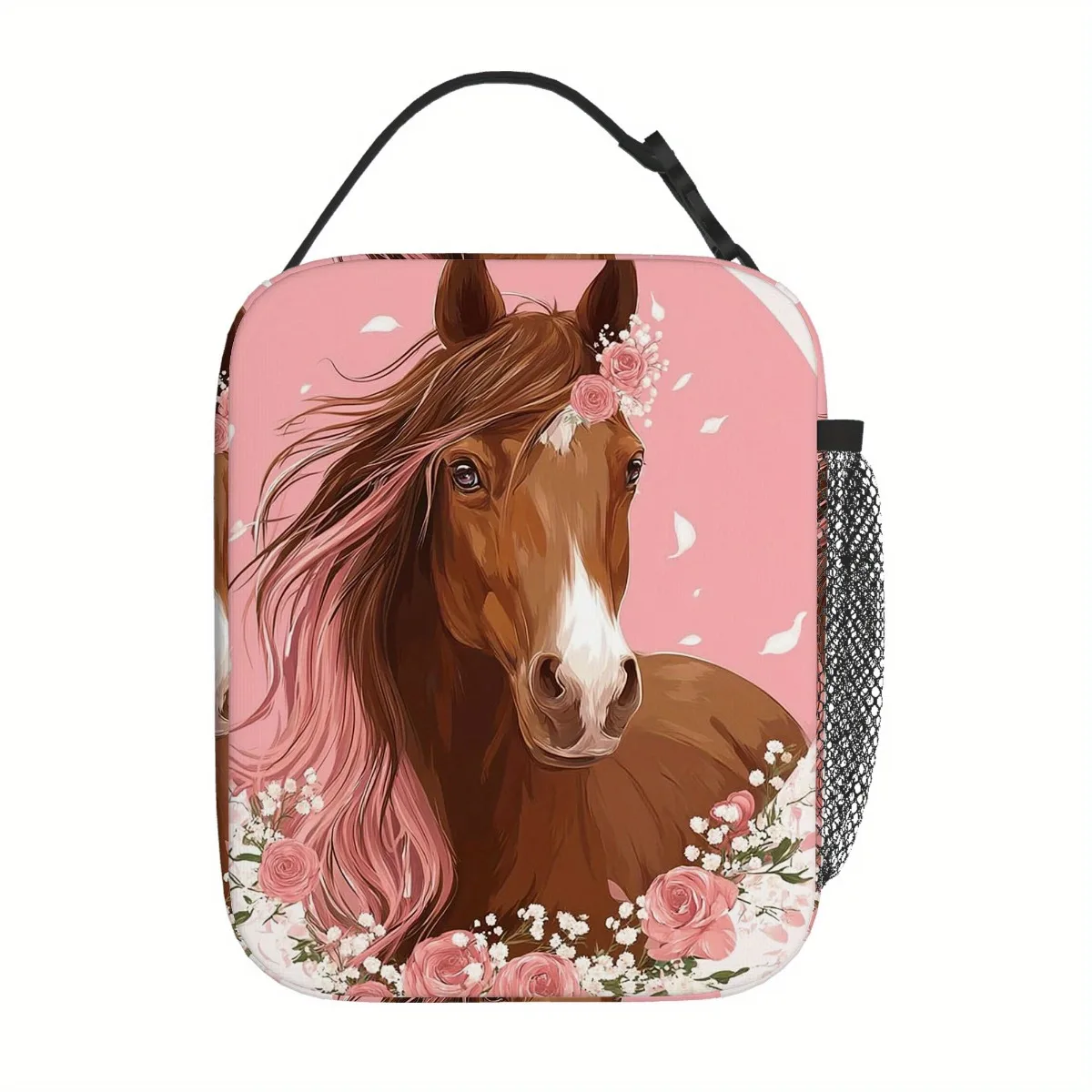 Lancheira isolada com retrato de cavalo floral para casa, escritório, lancheira de restaurante