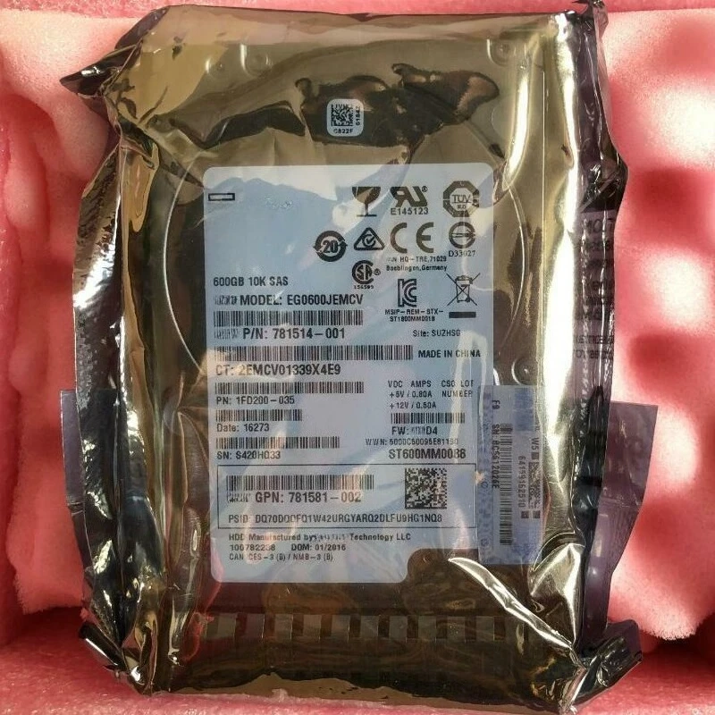 NOVO 781516-B21 781577-001 600GB 12G SAS 10K 2.5" SFF SC HD RENEW OPEN
