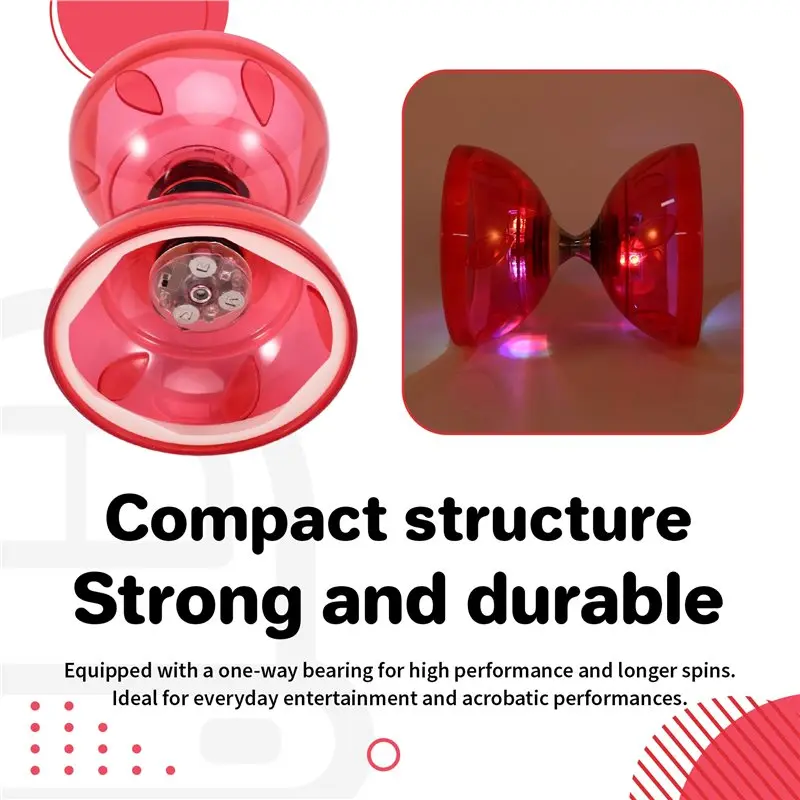 B78B-ฟิตเนส ไดอาโบโลแบบสามลูกปืน หัวคู่ สำหรับเล่นกลางแจ้ง พร้อมไฟ สำหรับเล่นไดอาโบโล โยโย่ สำหรับผู้สูงอายุ B